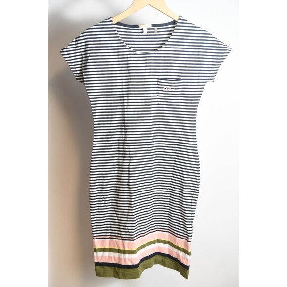 Barbour Womens Size 4 Black White Stripe Dress Summer Coastal Cotton Preppy - Picture 1 of 14